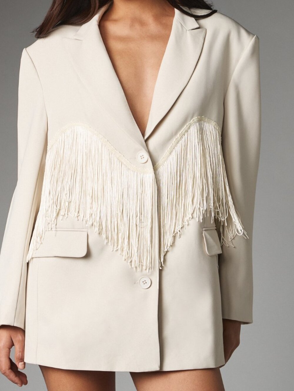 Apricot Elegant Women's Oversized Fringe Blazer Dress - Picture 1 of 5